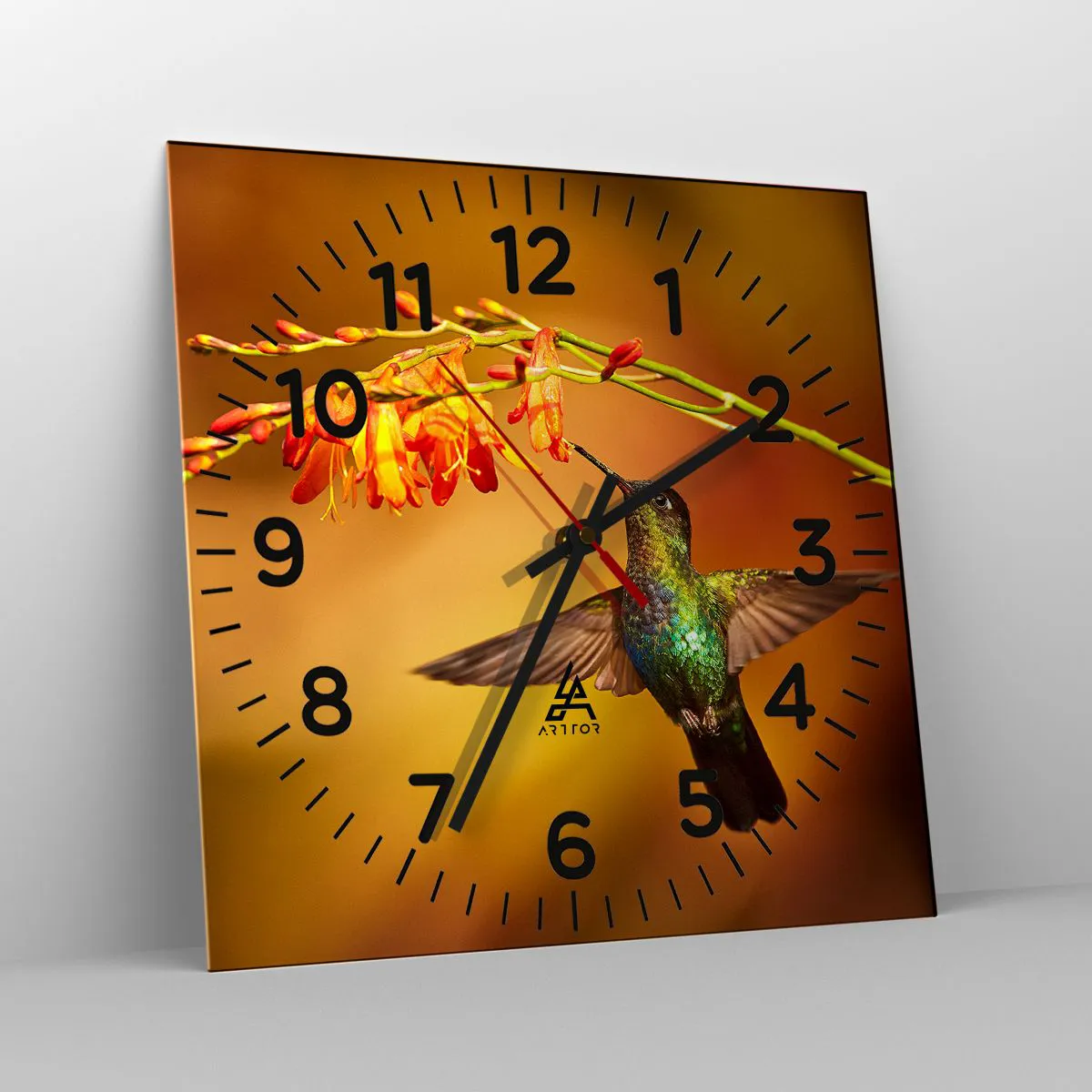 Väggklocka - Klocka på glas - Ljusbud enligt Mayafolket - 40x40 cm