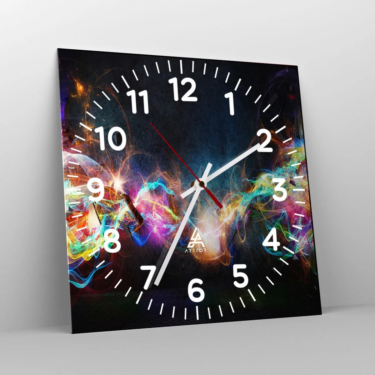 Wanduhr - Glasuhr - Freudig gegen die Dunkelheit - 40x40 cm