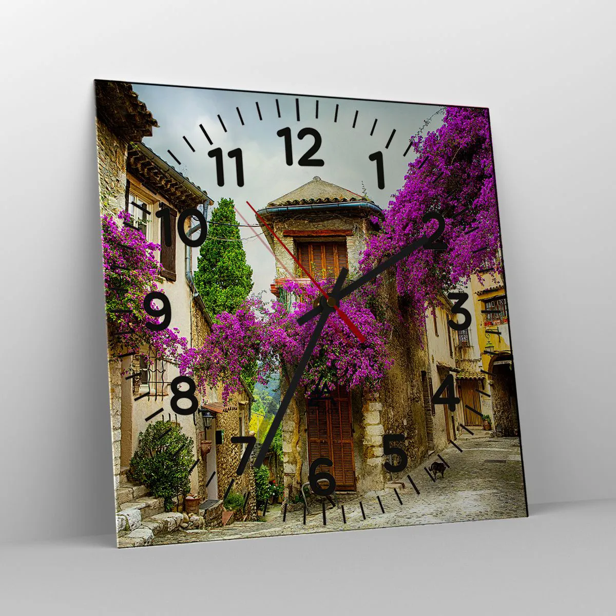 Ceas de perete - Ceas pe sticlă - Sub un baldachin floral - 40x40 cm