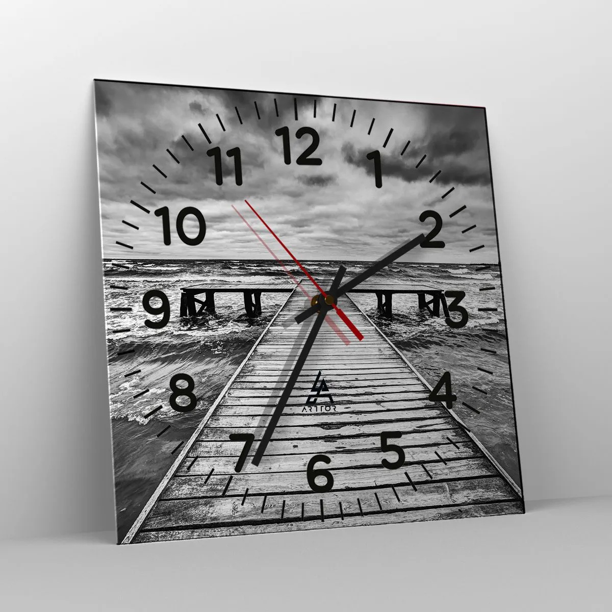 Ceas de perete - Ceas pe sticlă - Aștept ca vântul să fugărească... - 40x40 cm