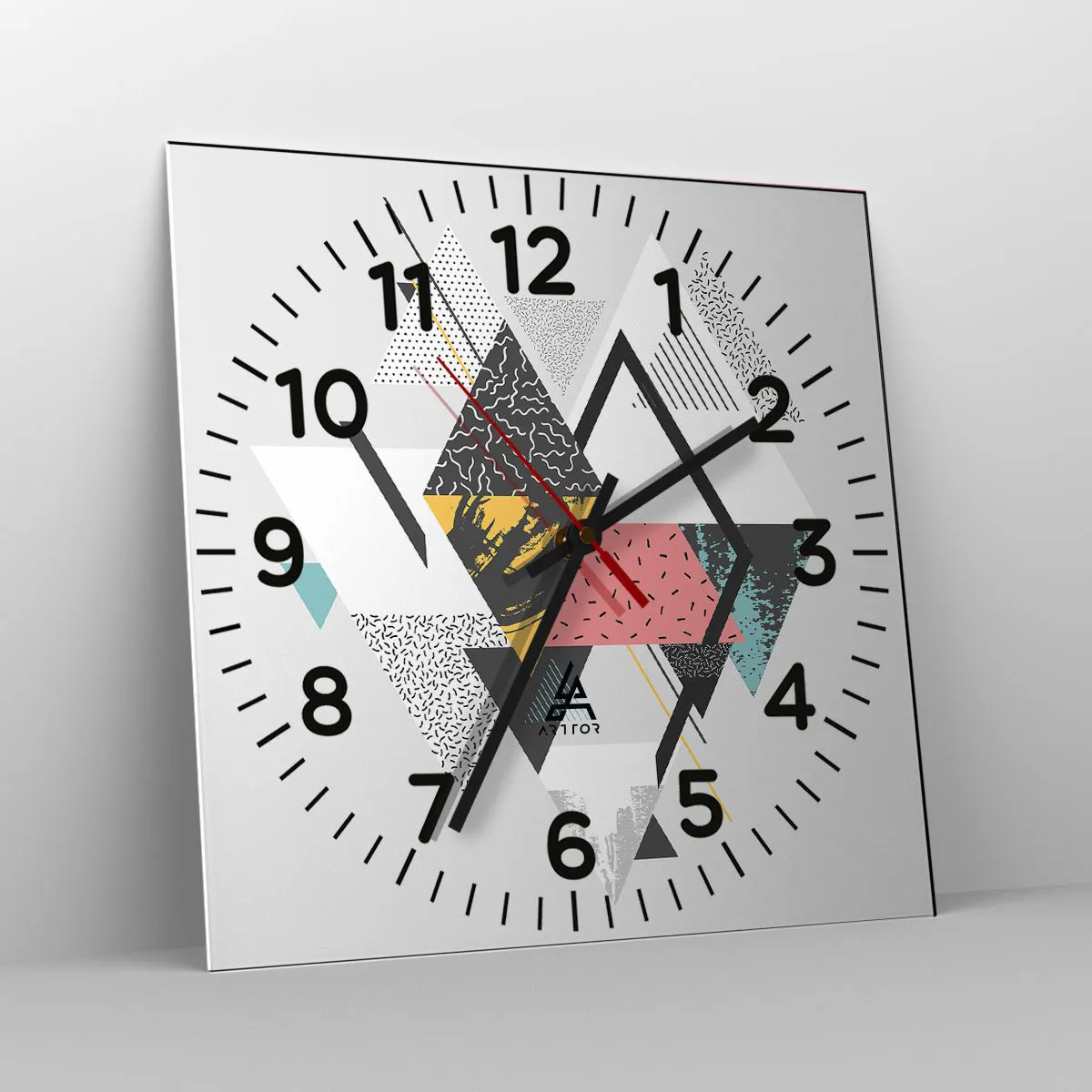 Wall clock - Clock on glass - Variation for Triangle and Rhombus - 40x40 cm
