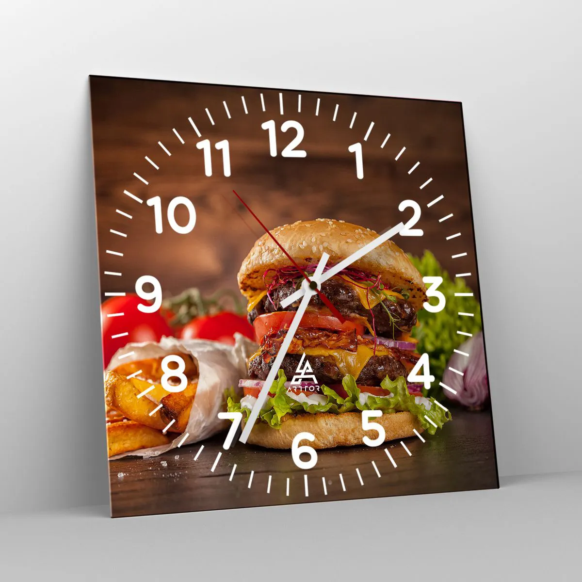 Wall clock - Clock on glass - Forbidden Fruit - 40x40 cm