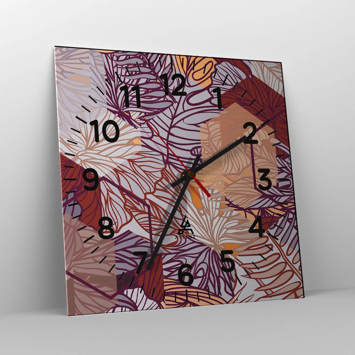 Wall clock - Clock on glass - Impossible Union of Geometry and Nature - 40x40 cm