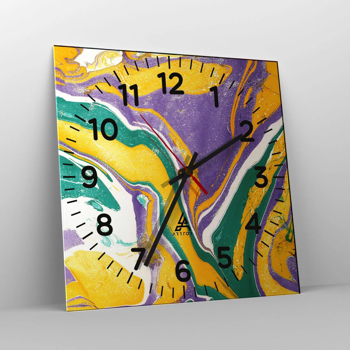 Wall clock - Clock on glass - Colour Waves - 40x40 cm