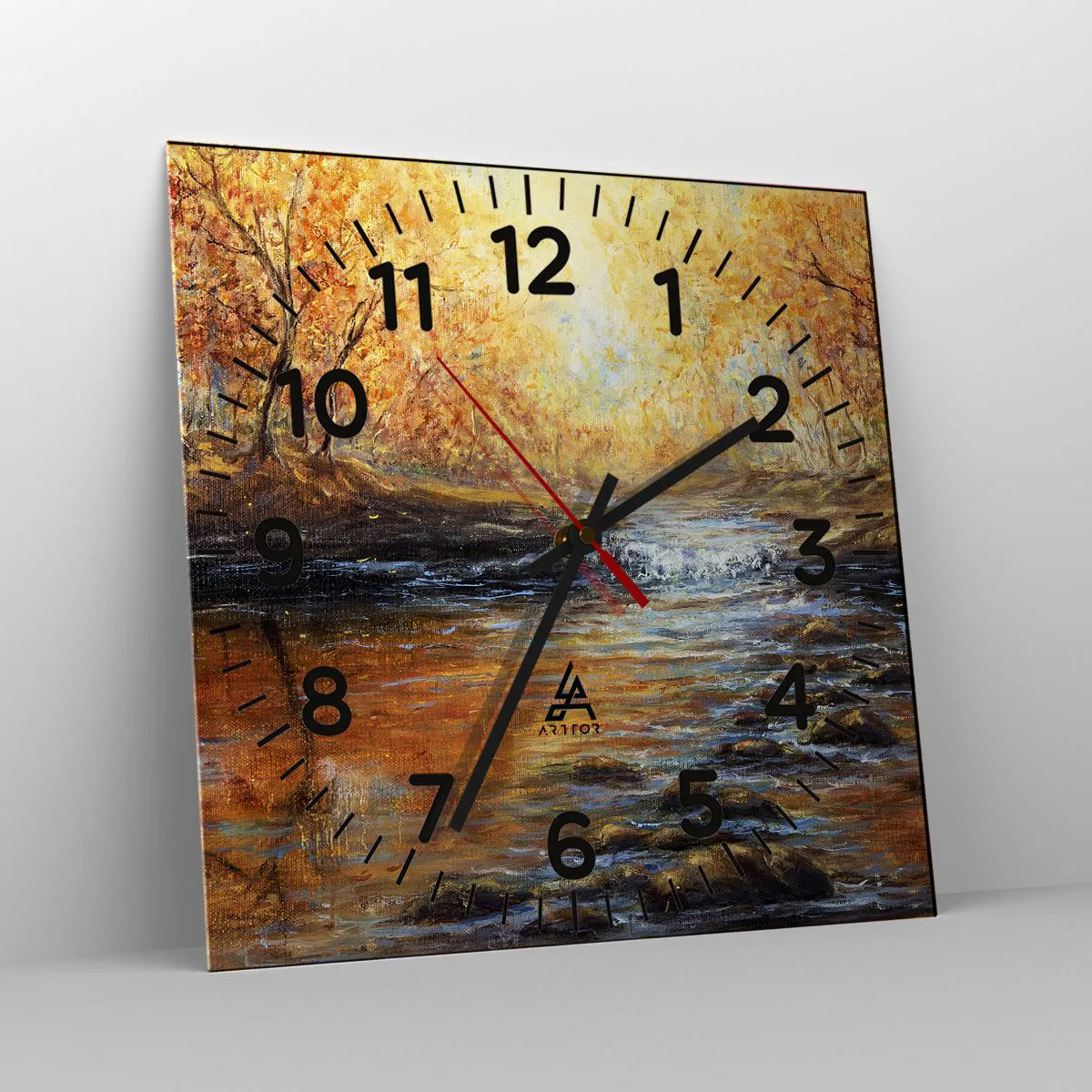 Wanduhr - Glasuhr - Der goldene Strom - 40x40 cm