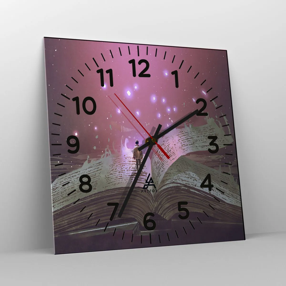 Ceas de perete - Ceas pe sticlă - O invitație către o altă lume - citiți! - 40x40 cm