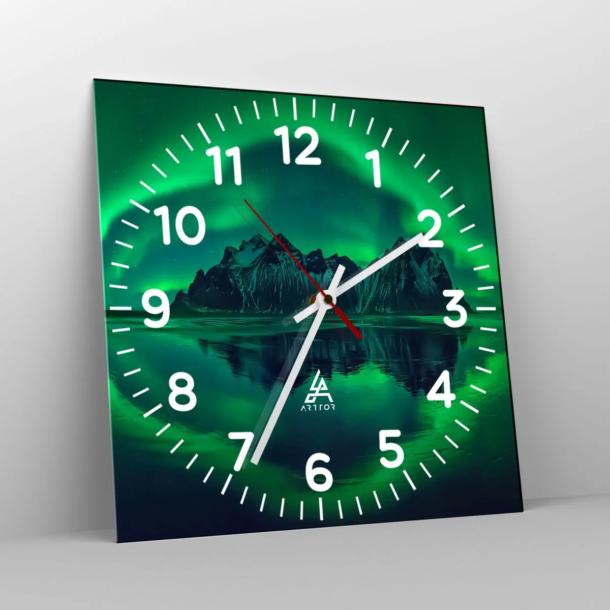 Relógio de parede - Relógio em vidro - Nos braços da aurora - 40x40 cm