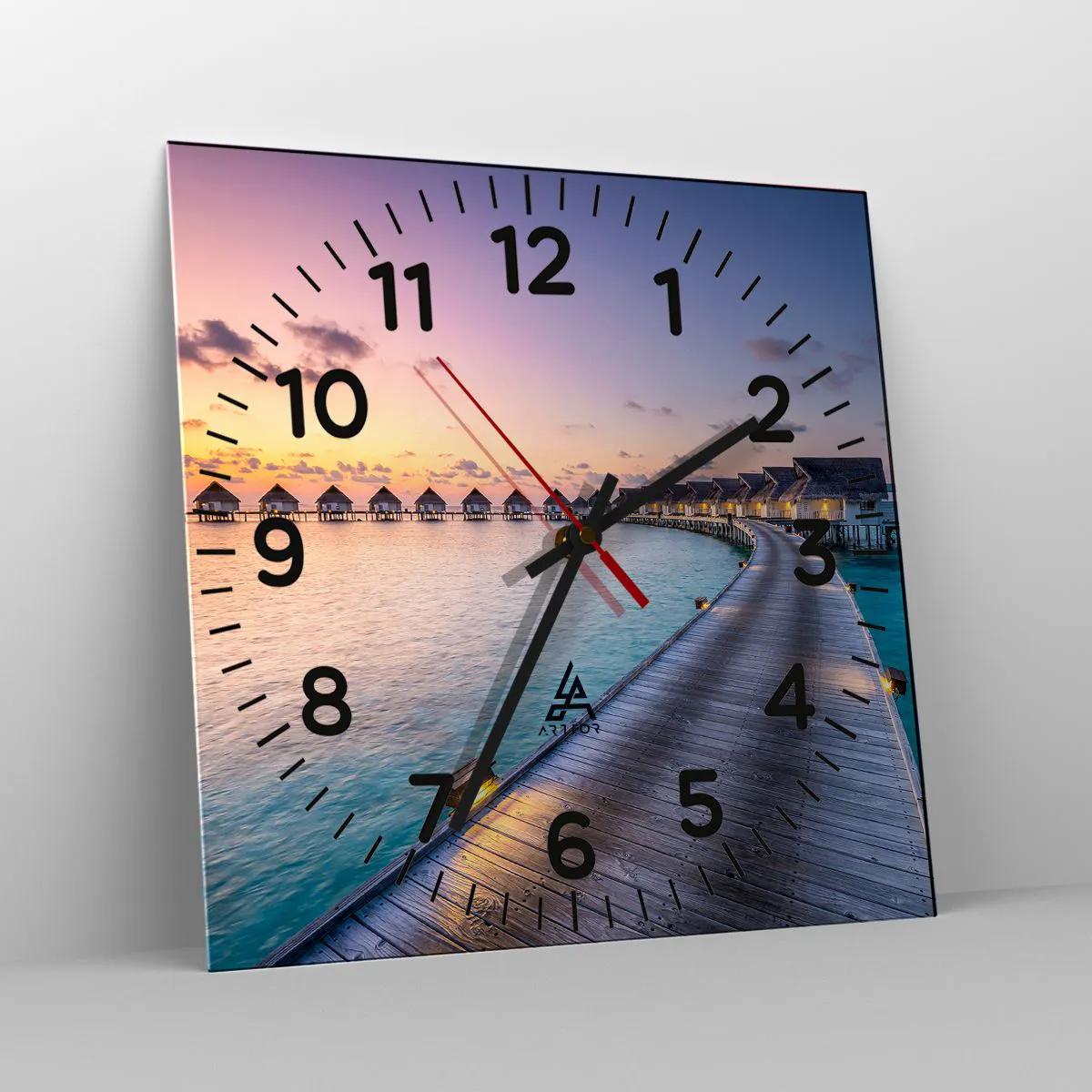 Reloj de pared - Reloj de vidrio - Vacaciones - volver al origen - 40x40 cm