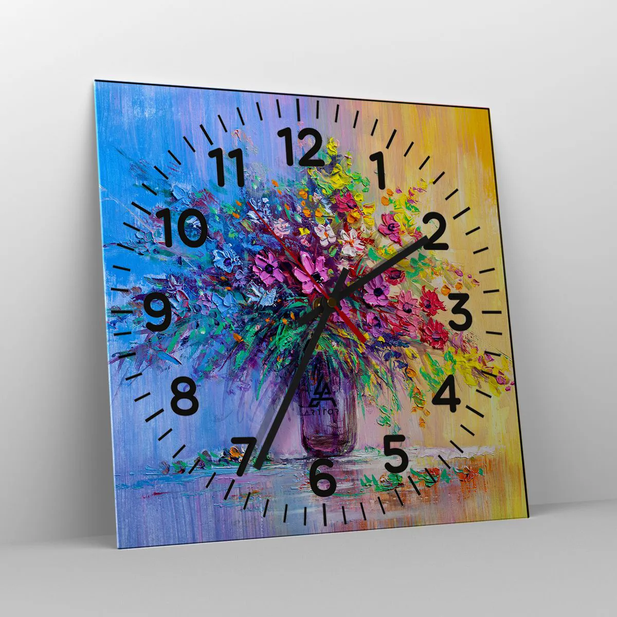 Ceas de perete - Ceas pe sticlă - Darul unei pajiști de vară - 40x40 cm