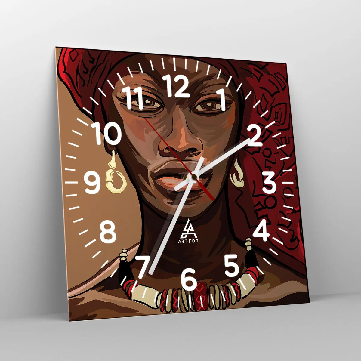 Wall clock - Clock on glass - Ebony Venus - 40x40 cm