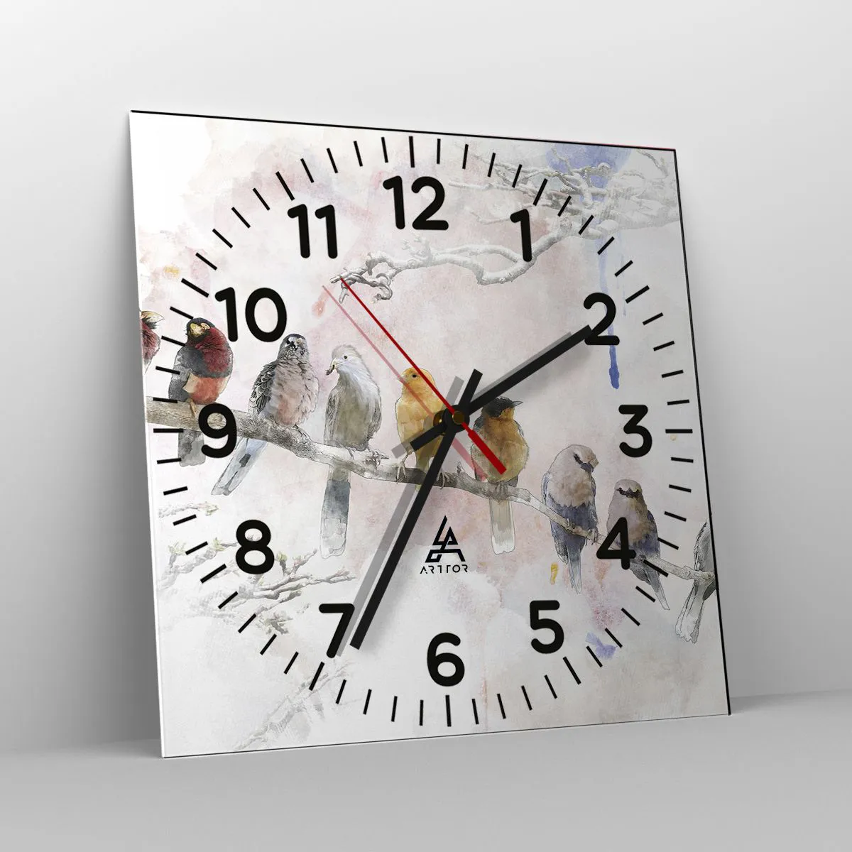 Relógio de parede - Relógio em vidro - Reunião alada - 40x40 cm