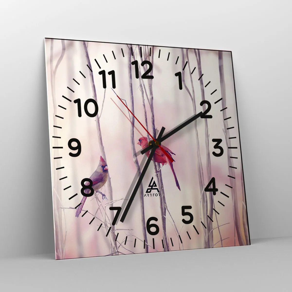 Ceas de perete - Ceas pe sticlă - O poveste din Pădurea Roz - 40x40 cm