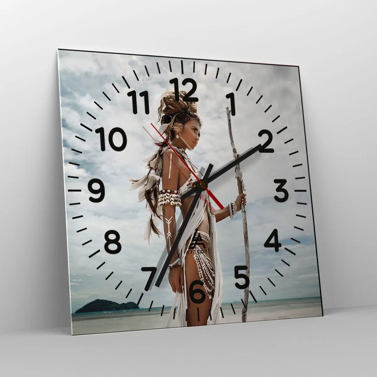 Wall clock - Clock on glass - Queen of the Tropics - 40x40 cm