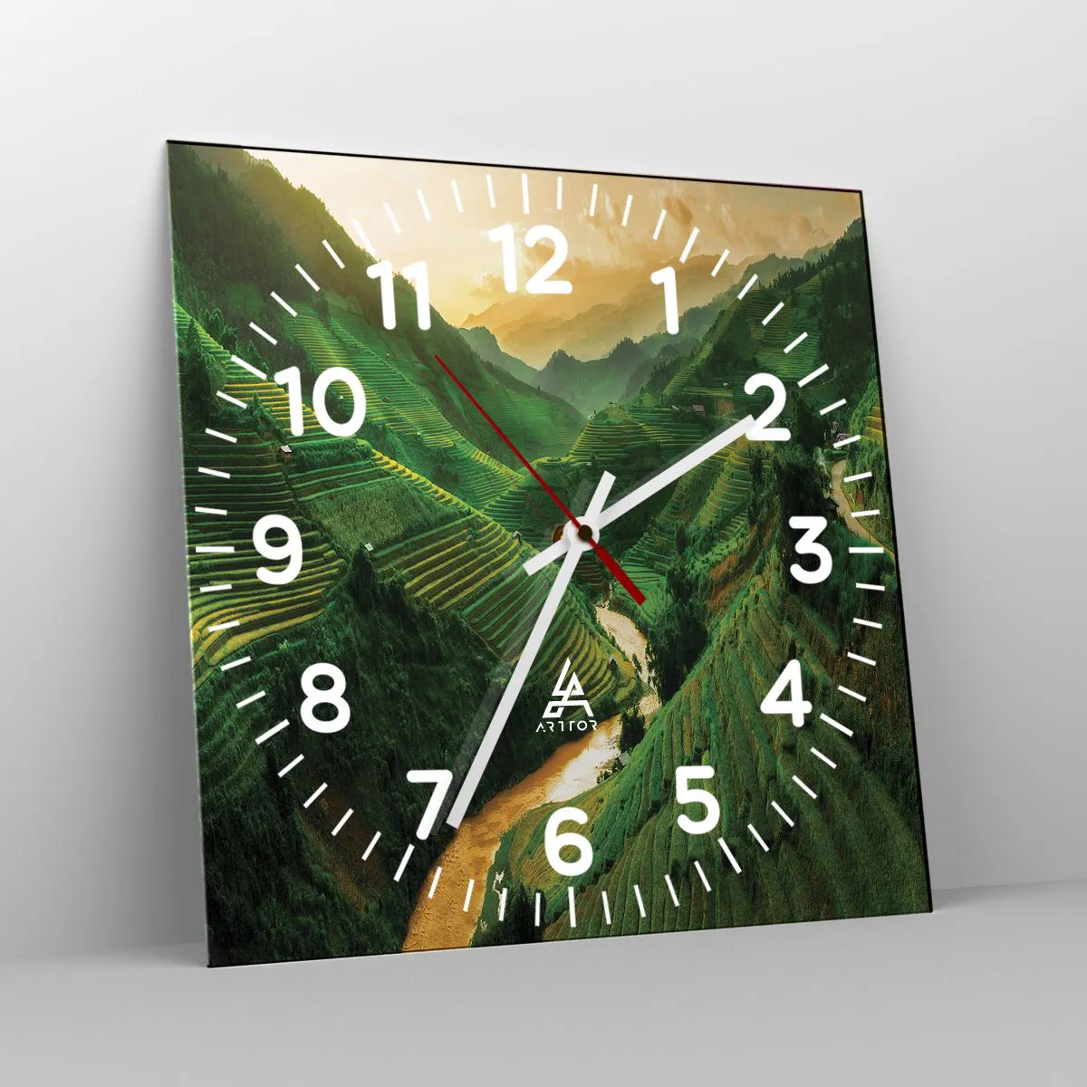 Wanduhr - Glasuhr - Vietnamesisches Tal - 40x40 cm