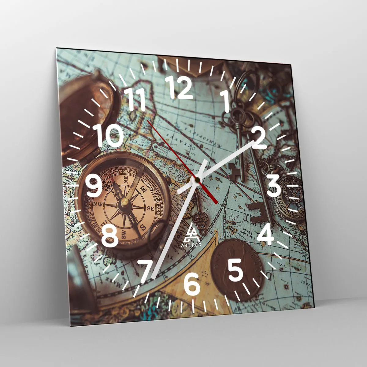 Reloj de pared - Reloj de vidrio - Para el aventurero - 40x40 cm