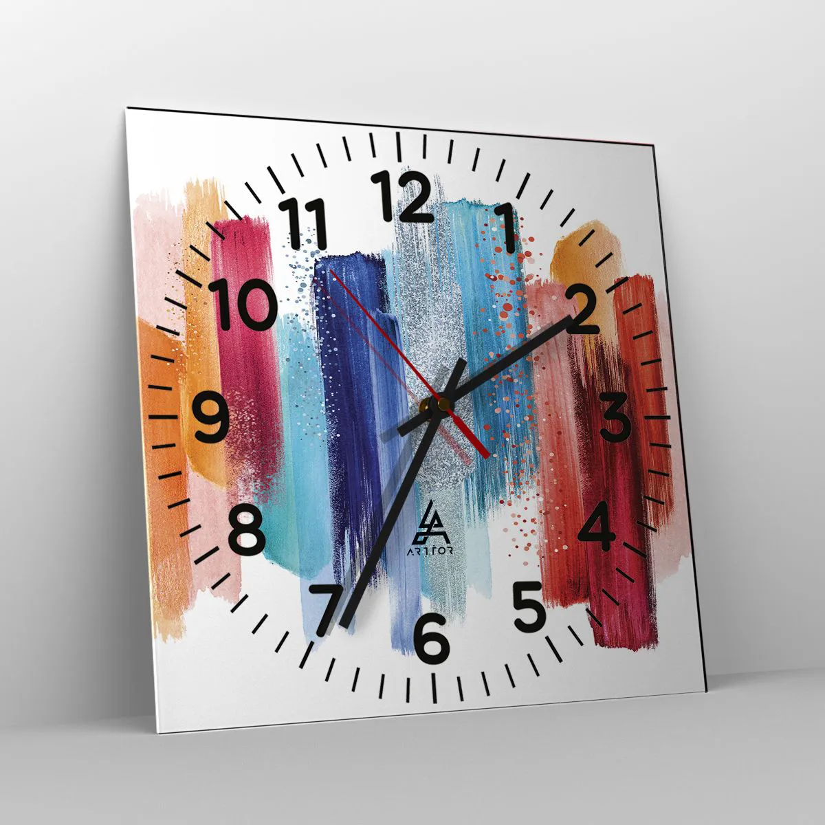 Reloj de pared - Reloj de vidrio - Arriba y abajo - 40x40 cm