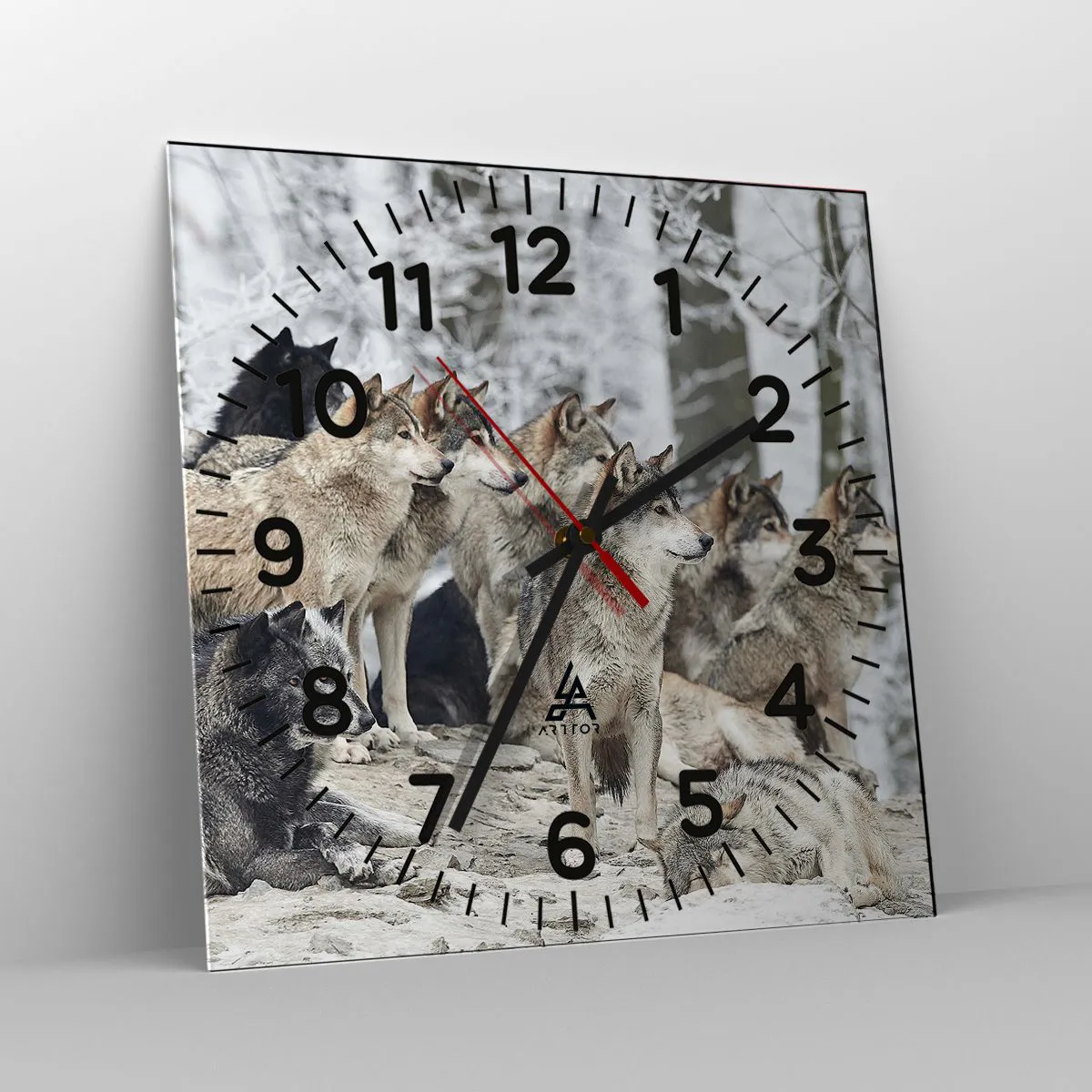 Wall clock - Clock on glass - Family and Friends - 40x40 cm