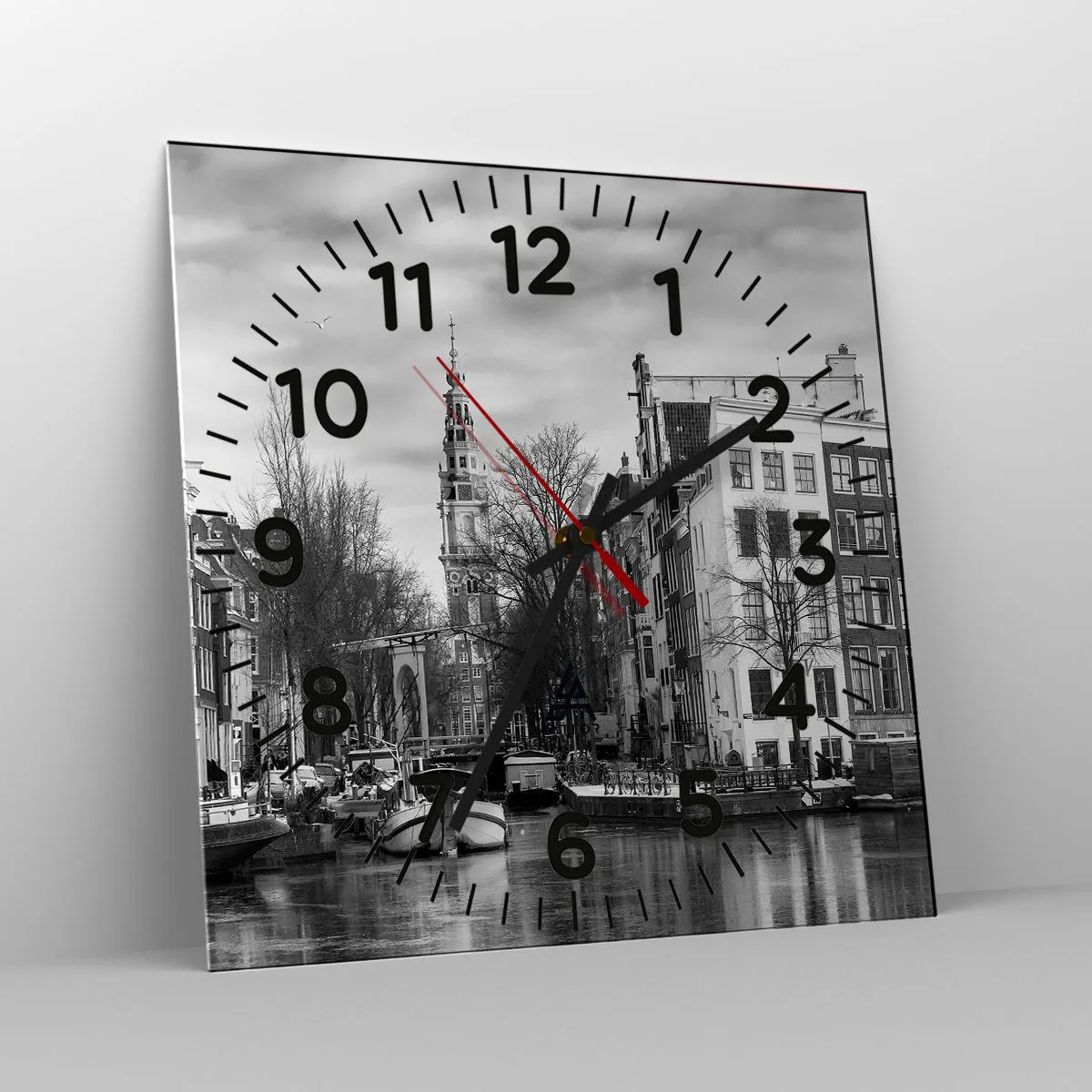 Wall clock - Clock on glass - Amsterdam Atmosphere - 40x40 cm