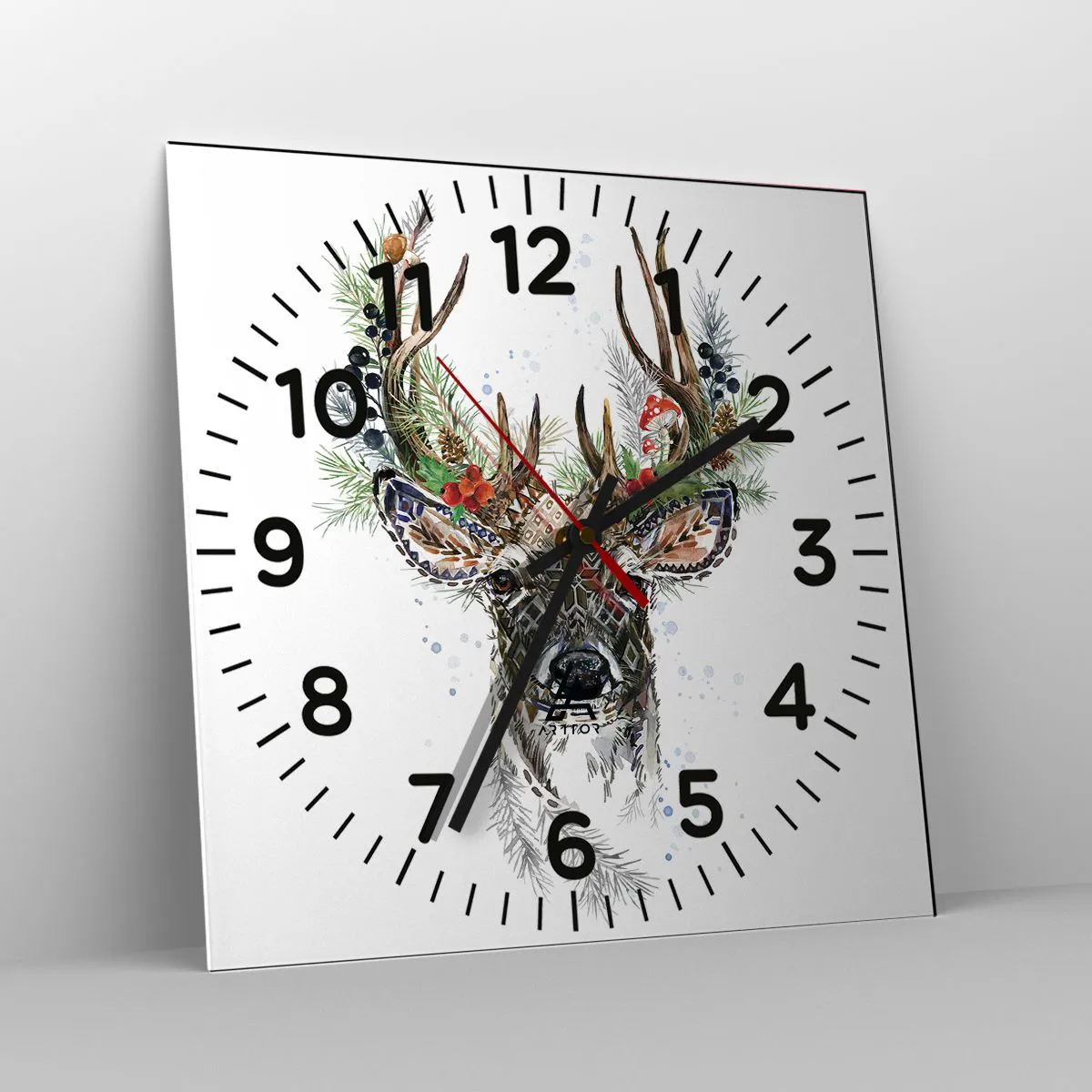 Väggklocka - Klocka på glas - I högtidskläder - 40x40 cm