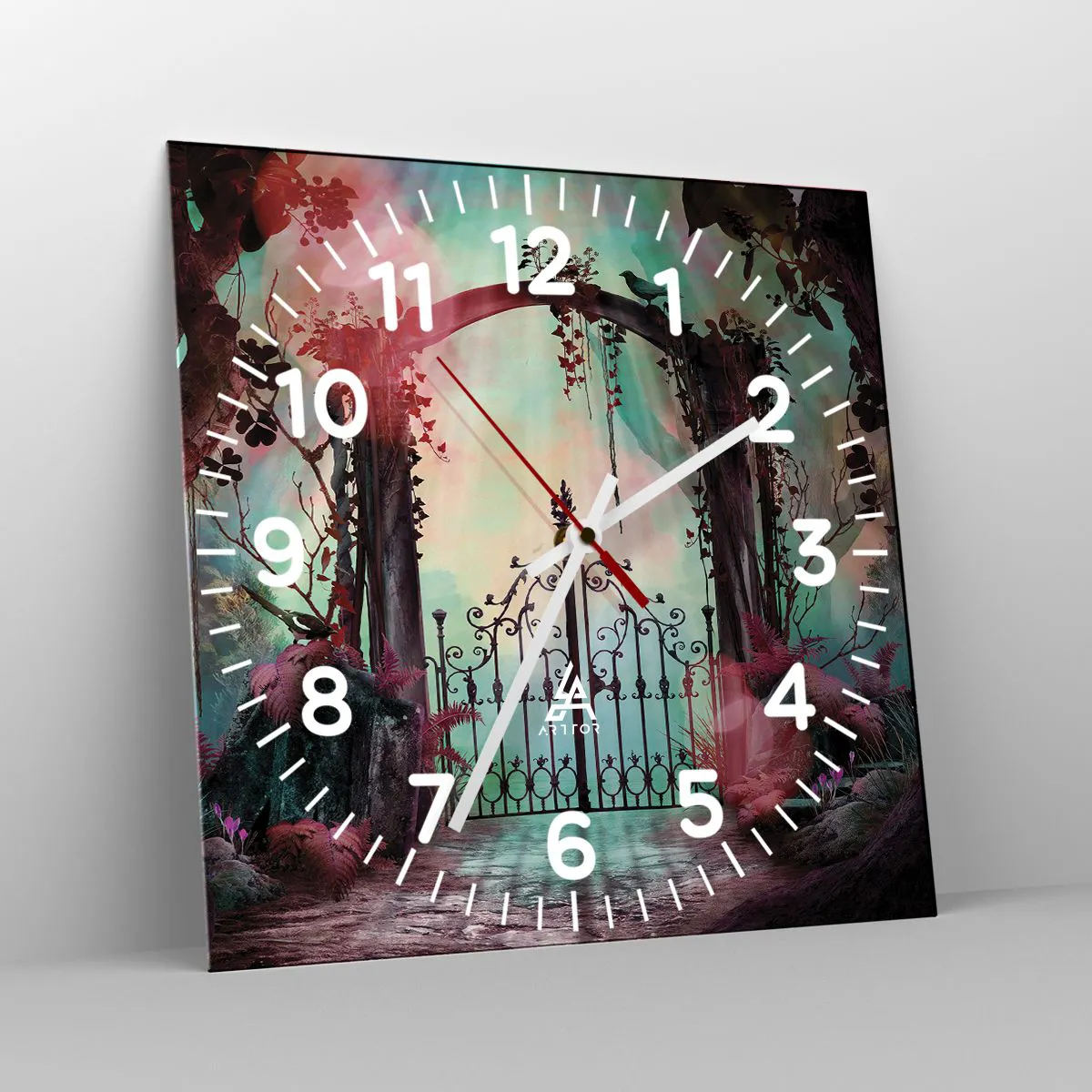 Wanduhr - Glasuhr - Geheimer Garten - 40x40 cm