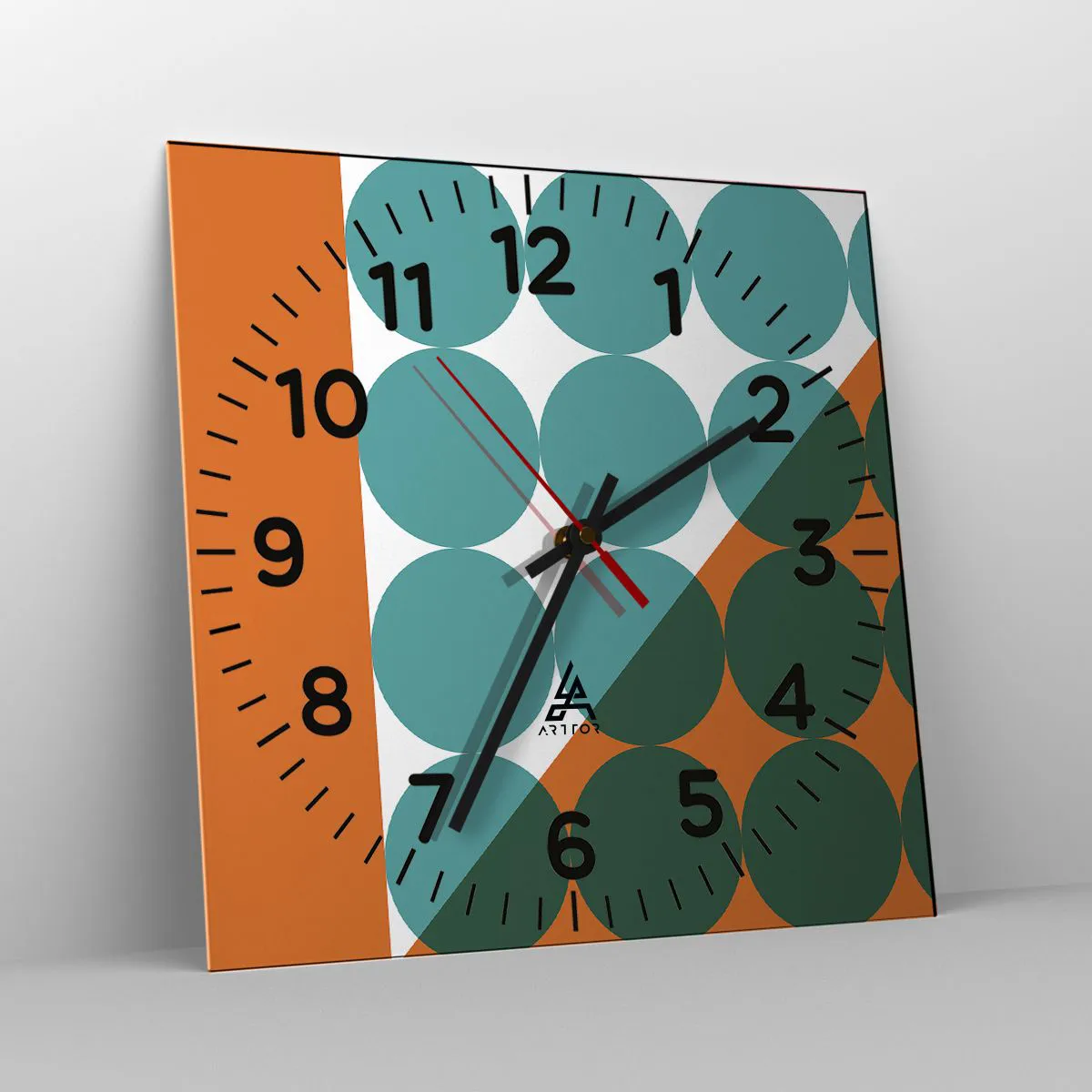 Relógio de parede - Relógio em vidro - Para cima e na diagonal - 40x40 cm