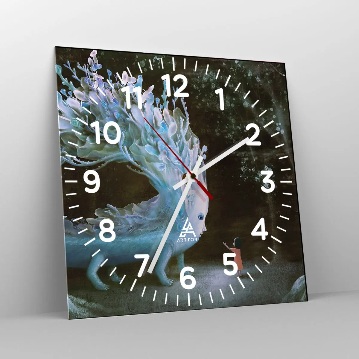 Väggklocka - Klocka på glas - Fantastiskt möte - 40x40 cm