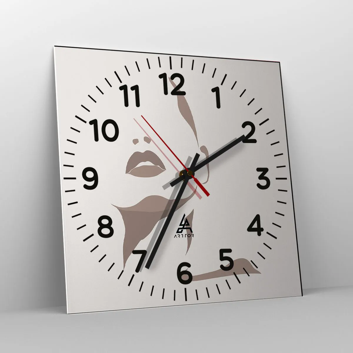 Reloj de pared - Reloj de vidrio - Creación a partir de la luz y la sombra - 40x40 cm