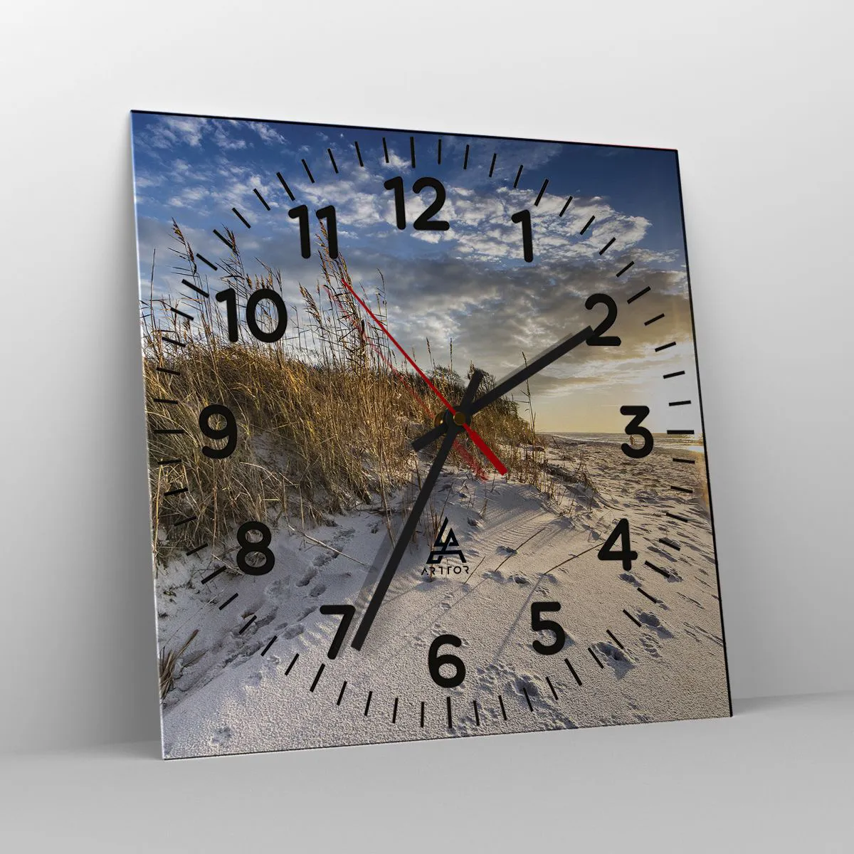 Wanduhr - Glasuhr - Einladung zu einem Spaziergang - 40x40 cm