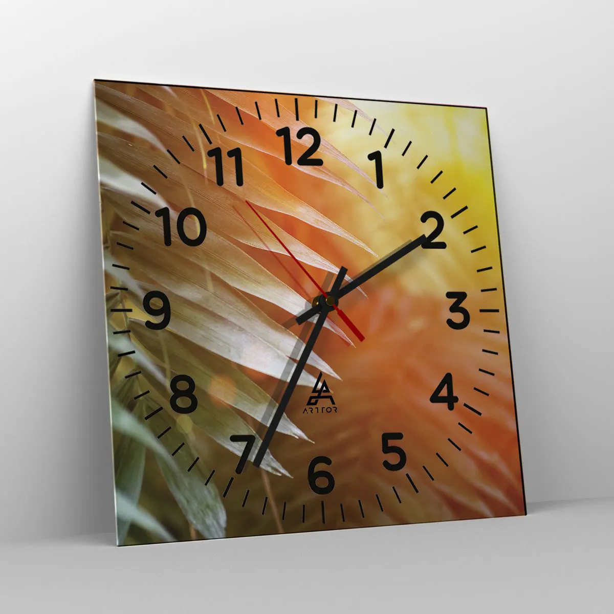 Ceas de perete - Ceas pe sticlă - Dimineață în junglă - 40x40 cm