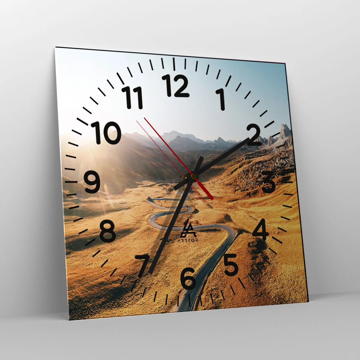 Reloj de pared - Reloj de vidrio - En un valle dorado - 40x40 cm