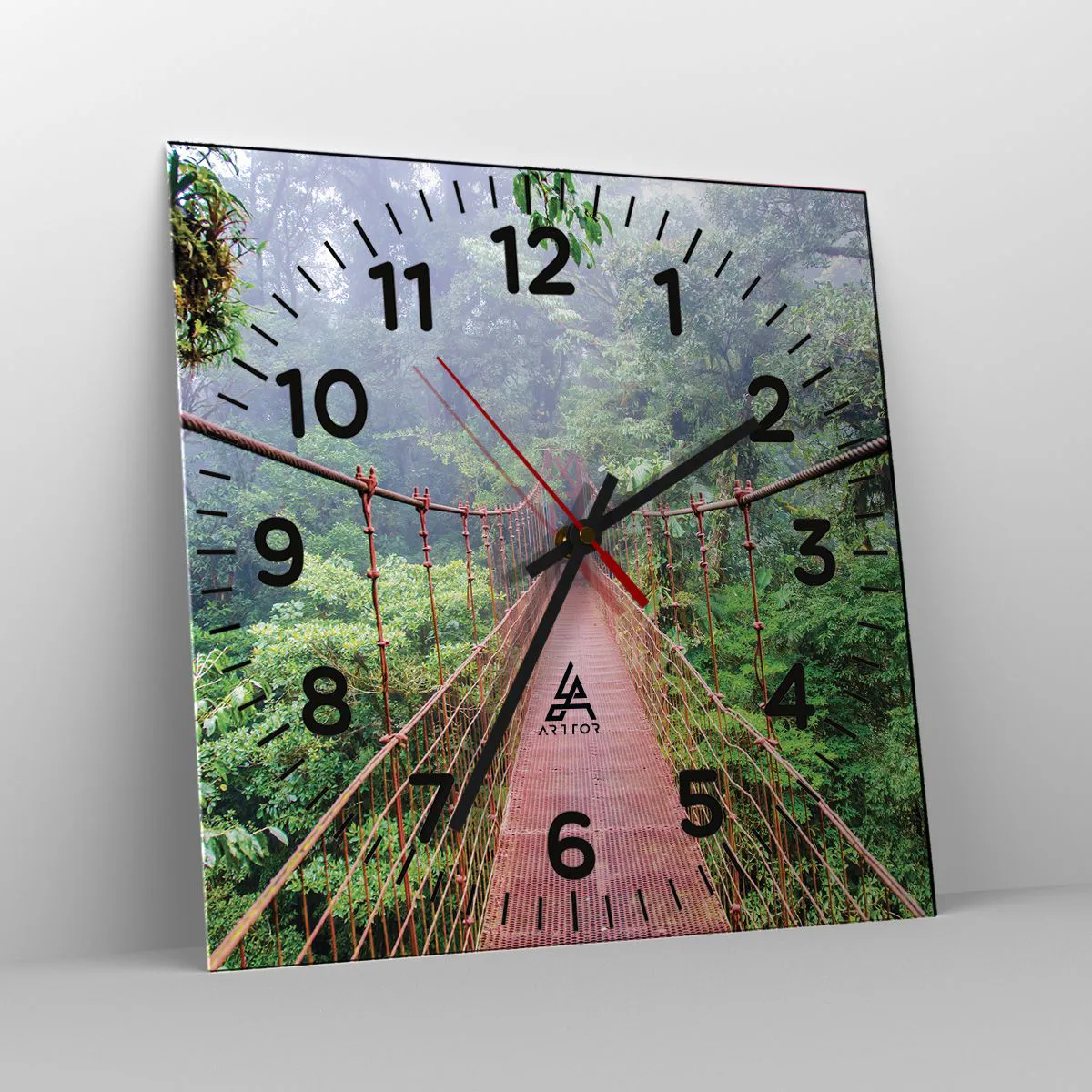 Wall clock - Clock on glass - Suspended above Crowns - 40x40 cm