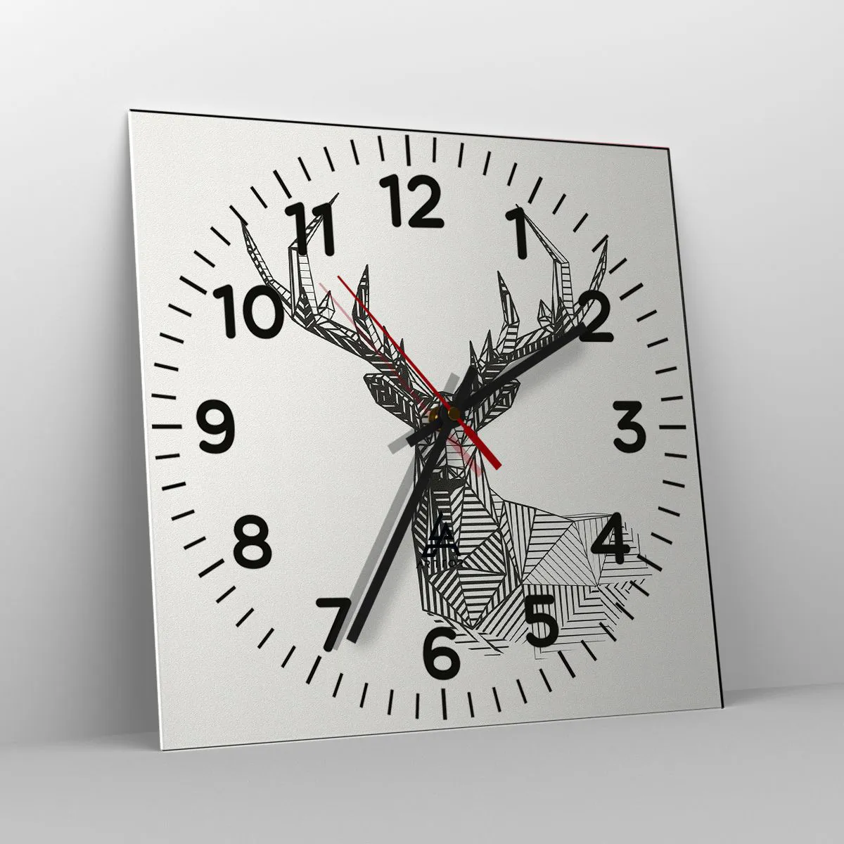 Ceas de perete - Ceas pe sticlă - Cerb în stil cubist - 40x40 cm