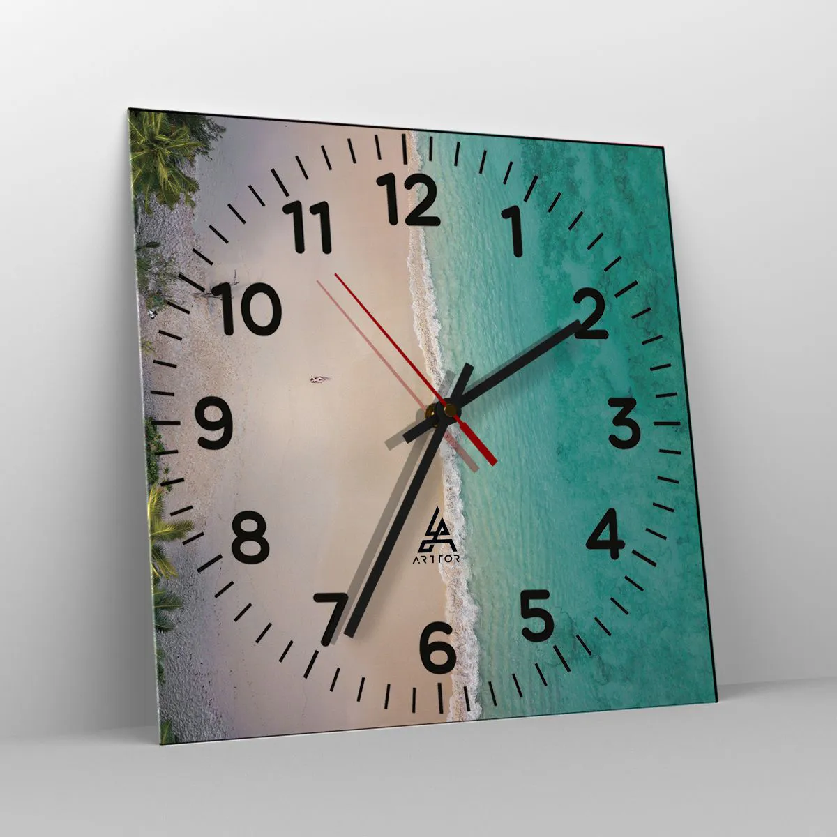 Wanduhr - Glasuhr - Paradiesstrand - 40x40 cm