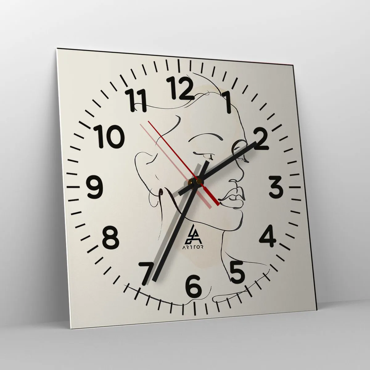 Ceas de perete - Ceas pe sticlă - Cu o linie sigură - 40x40 cm