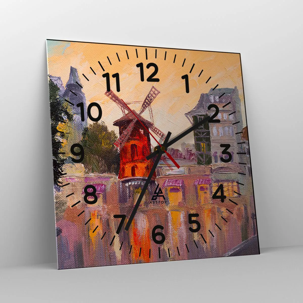 Wanduhr - Glasuhr - Pariser Ikonen – Moulin Rouge - 40x40 cm