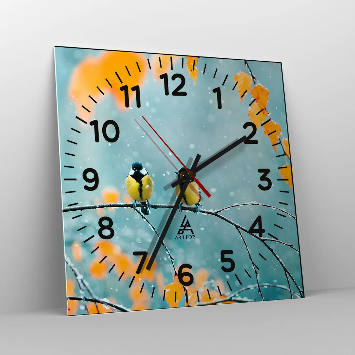 Zegar ścienny - Ptasie plotki - 40x40 cm