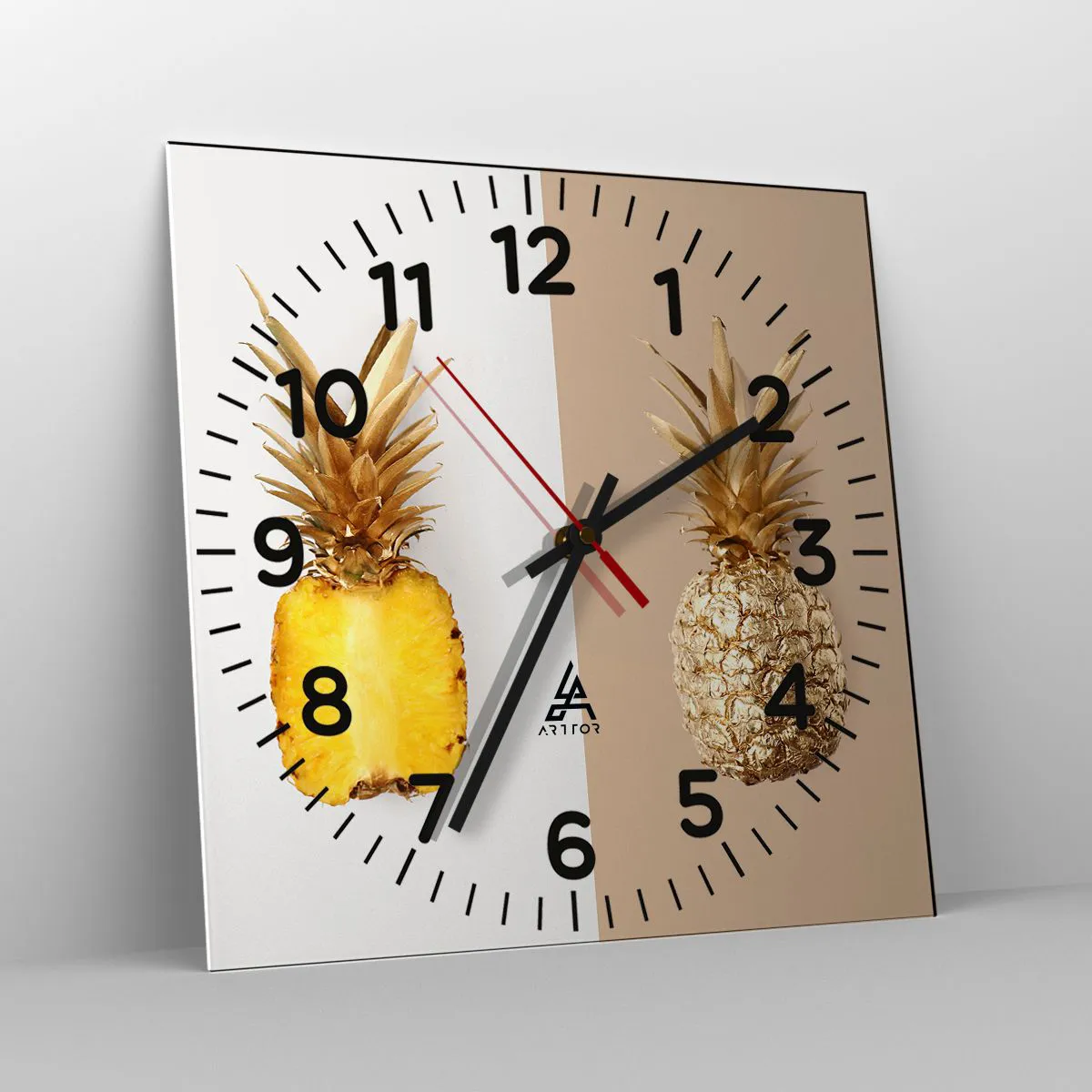 Väggklocka - Klocka på glas - Ananas för oss - 40x40 cm