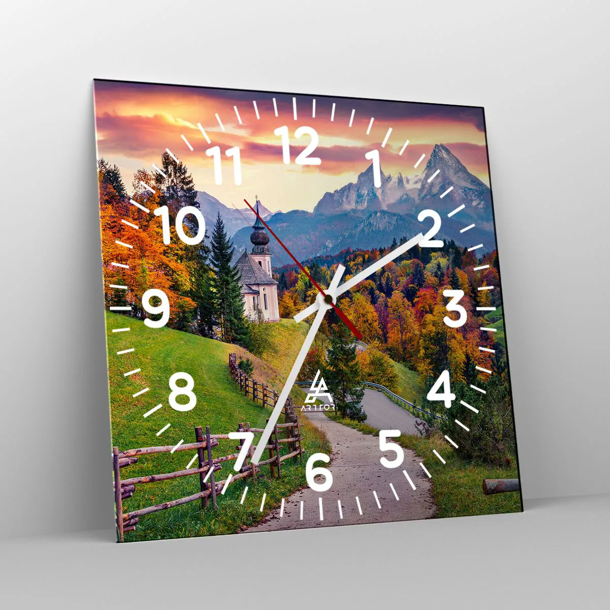 Reloj de pared - Reloj de vidrio - Paisaje como una pintura - 40x40 cm