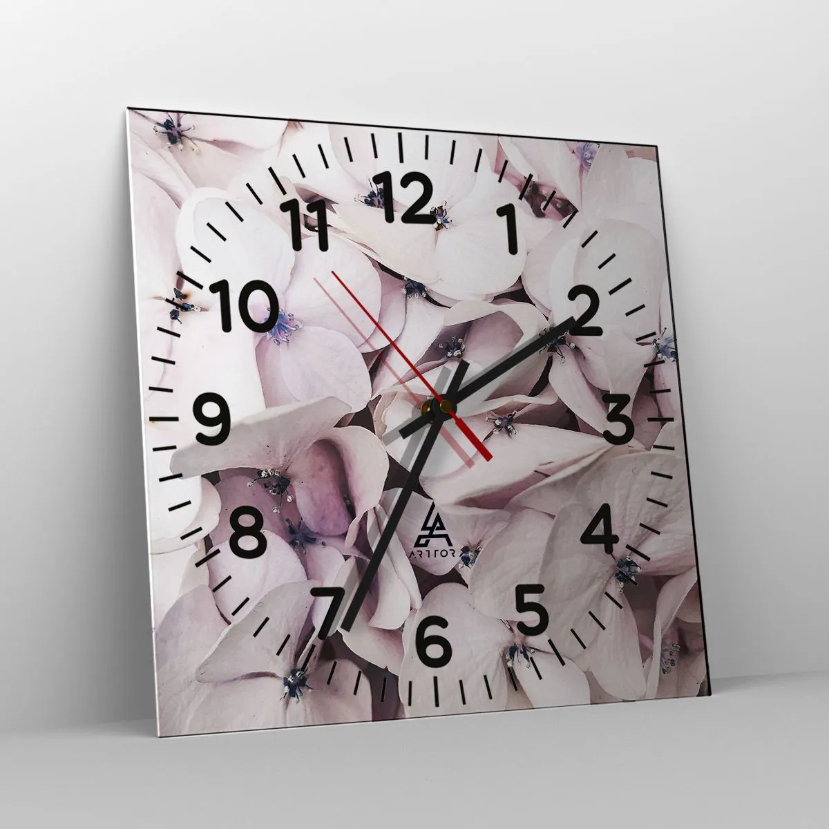 Ceas de perete - Ceas pe sticlă - Într-un potop de flori - 40x40 cm