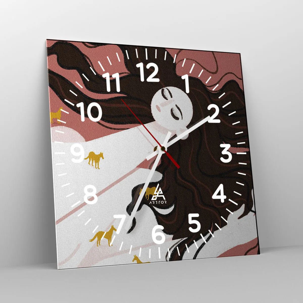 Wanduhr - Glasuhr - Traum von einem goldenen Pferd - 40x40 cm