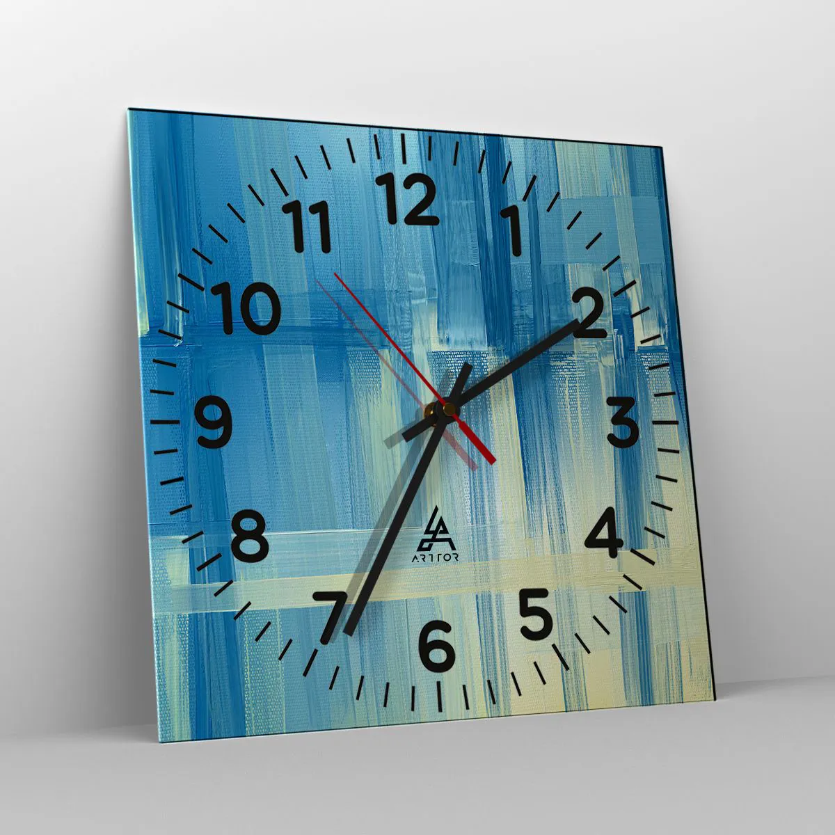 Reloj de pared - Reloj de vidrio - Composición en turquesa - 40x40 cm