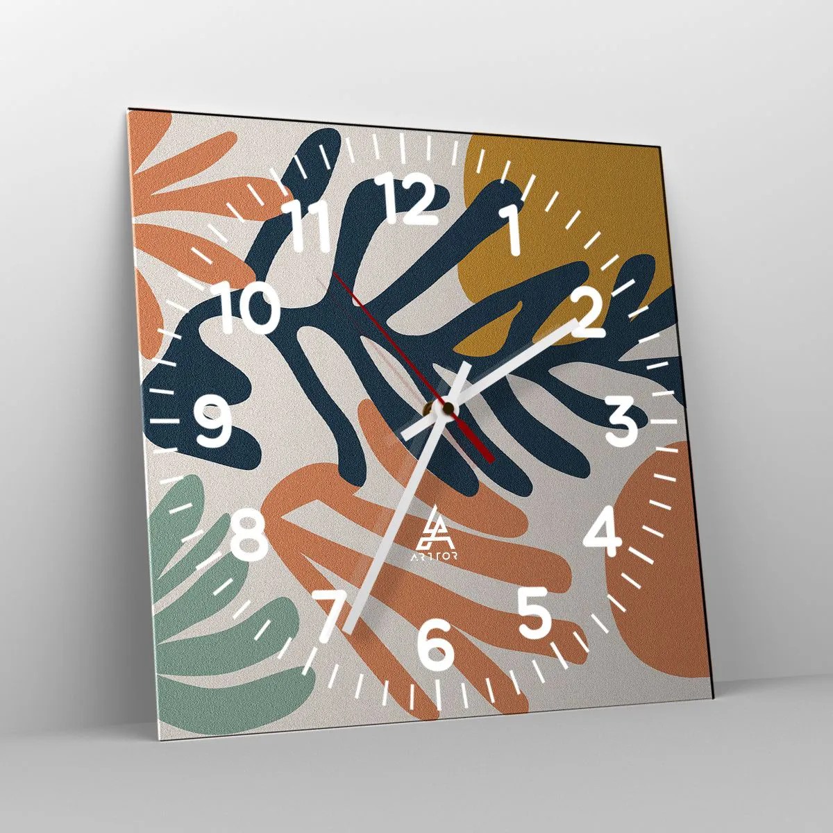 Relógio de parede - Relógio em vidro - Mares de coral - 40x40 cm