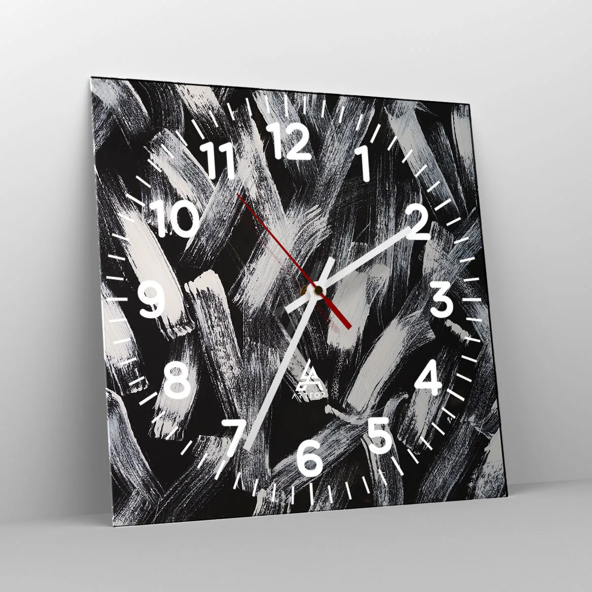 Ceas de perete - Ceas pe sticlă - Abstracție în spirit industrial - 40x40 cm