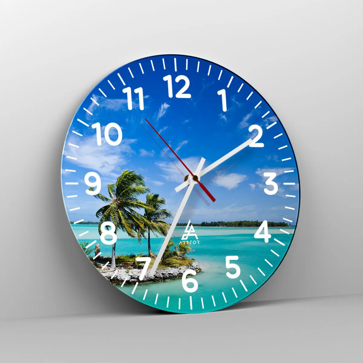 Ceas de perete - Ceas pe sticlă - Paradisul pe pământ - 30x30 cm