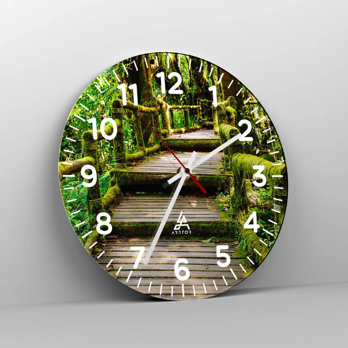 Wanduhr - Glasuhr - Ein Korridor voller Grün - 30x30 cm