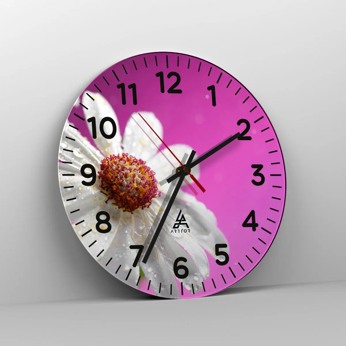 Ceas de perete - Ceas pe sticlă - Modestă în frumusețea ei - 30x30 cm