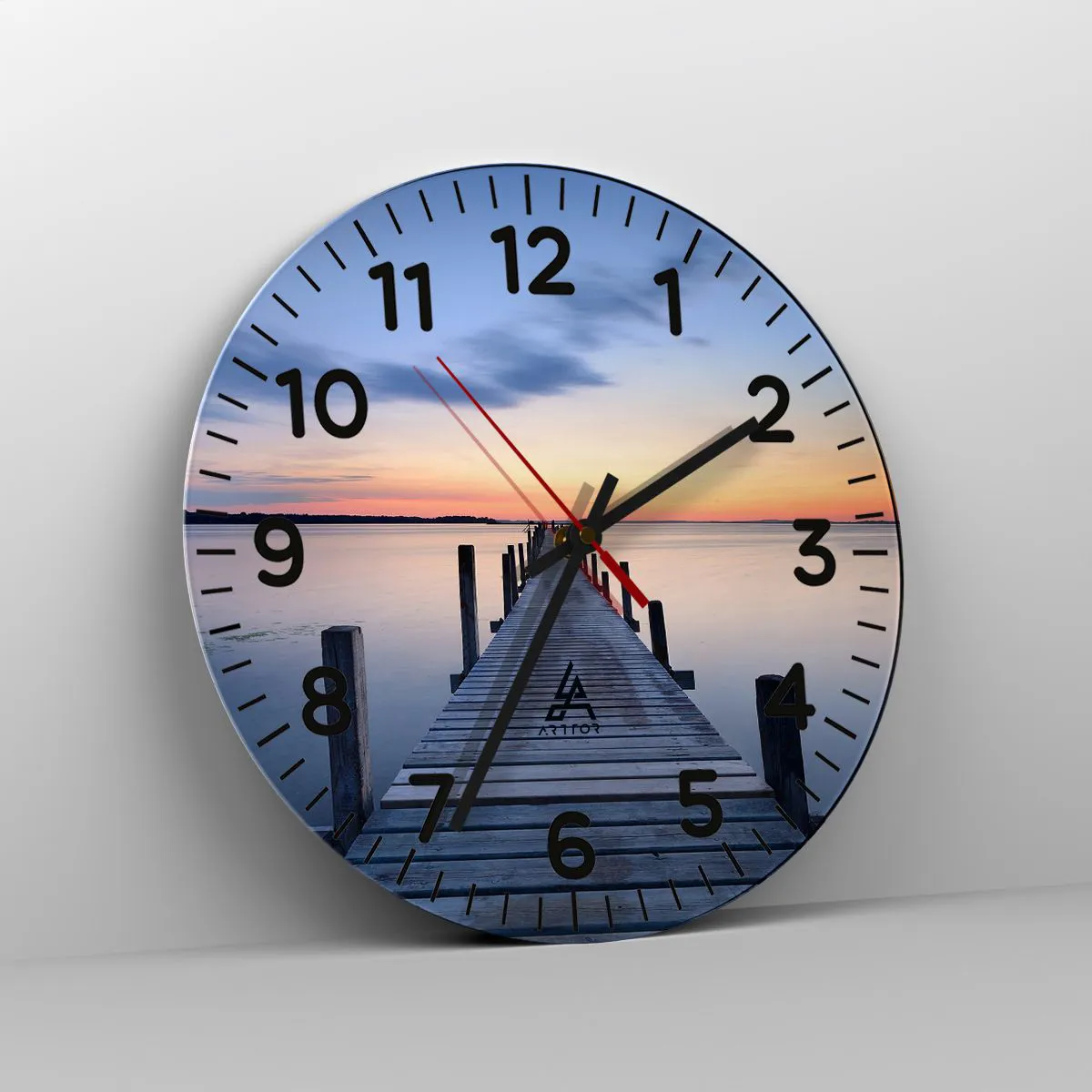 Väggklocka - Klocka på glas - Klara solnedgångens ro - 30x30 cm
