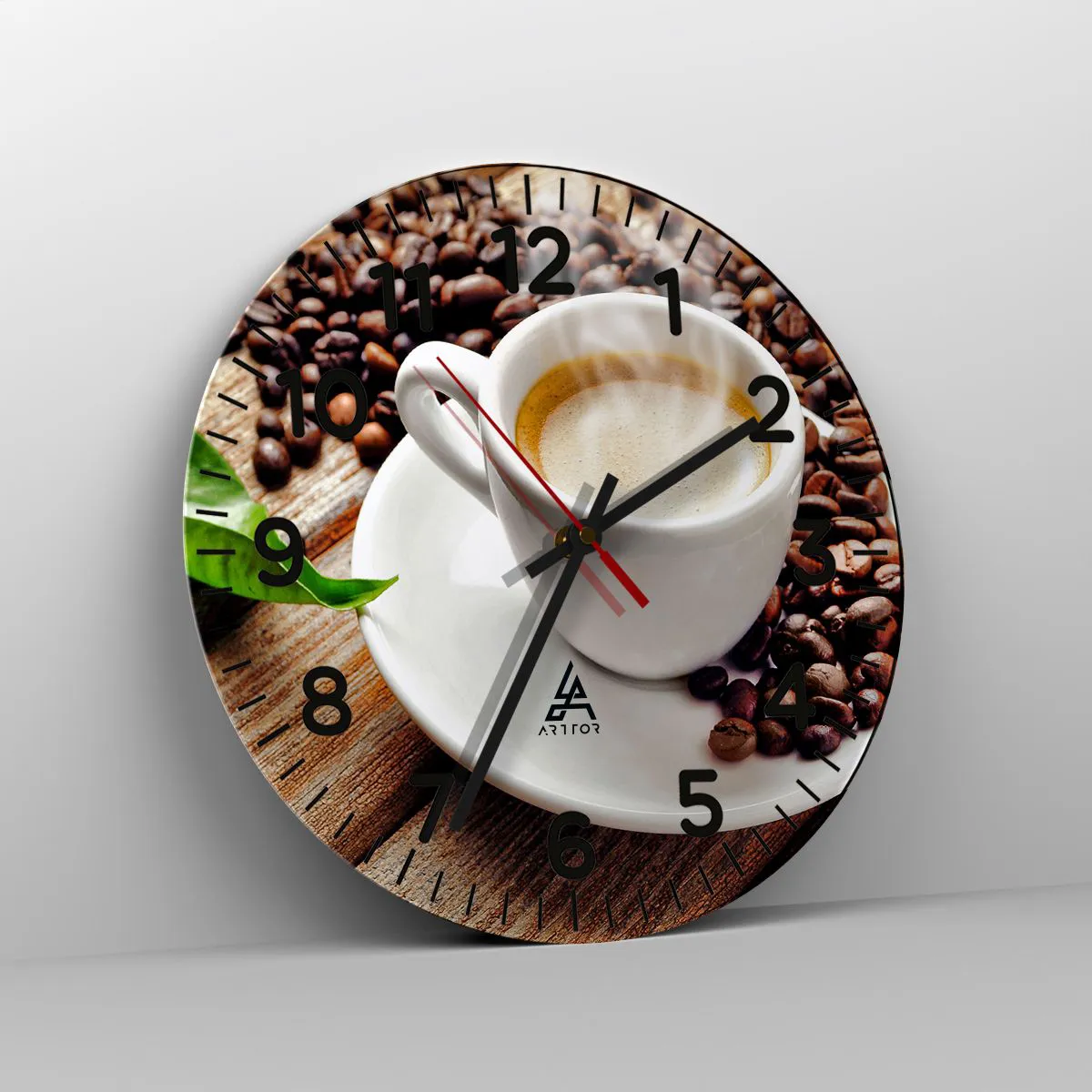 Wanduhr - Glasuhr - Kaffee auf der Bank - 30x30 cm