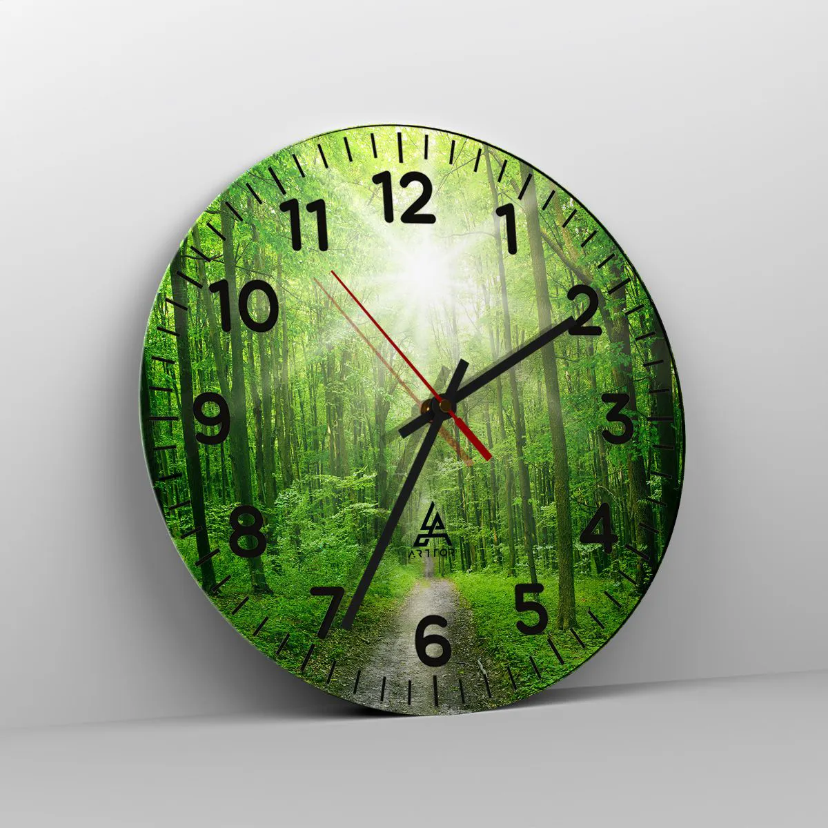 Wall clock - Clock on glass - Green Cathedral - 30x30 cm