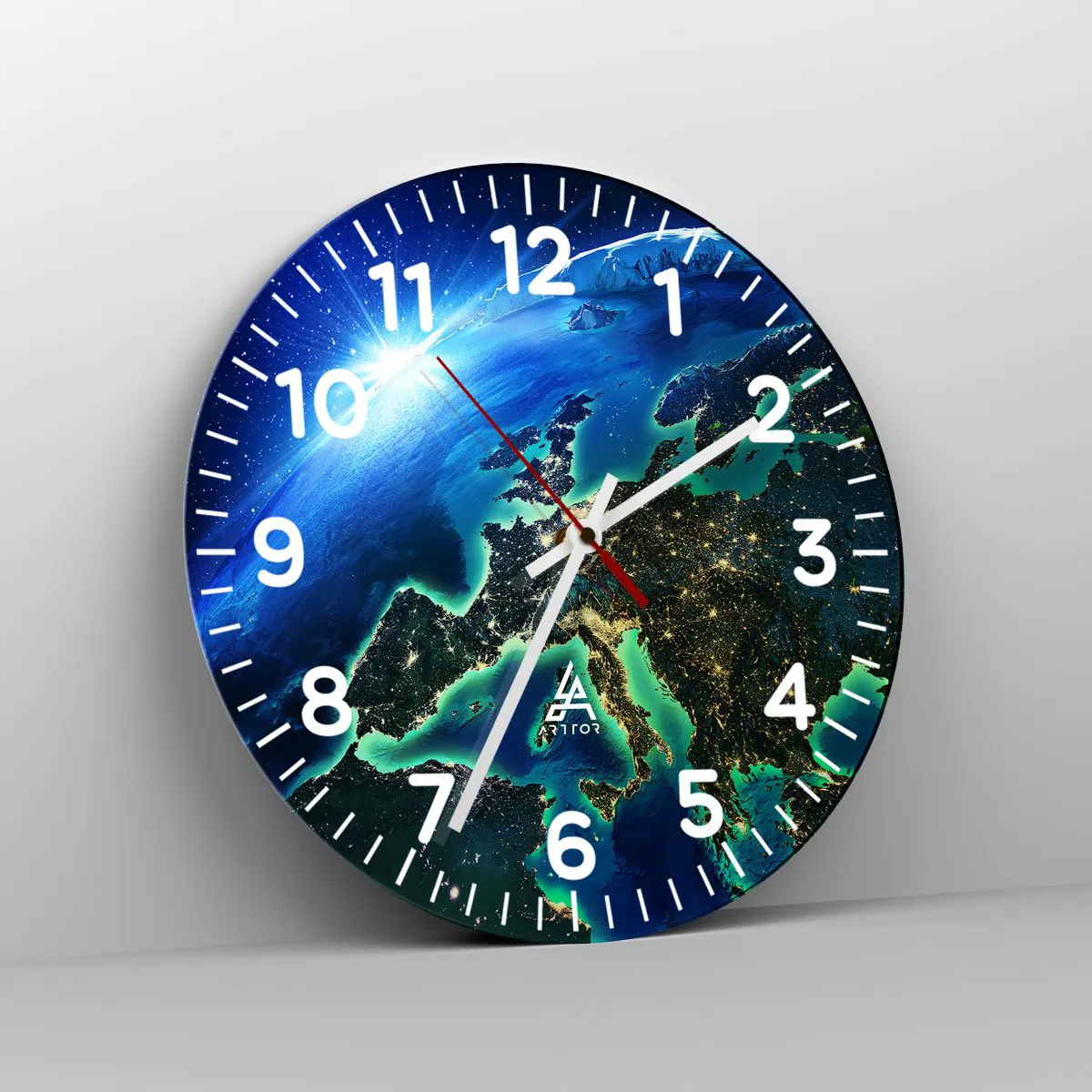 Wanduhr - Glasuhr - Funkelndes Europa - 30x30 cm